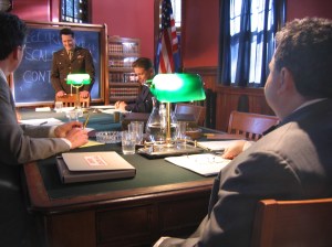 Taking a break on the set of PBS's "Living Weapon"