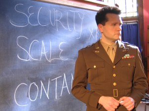 On the set of PBS's "Living Weapon"as Colonel William Kabric